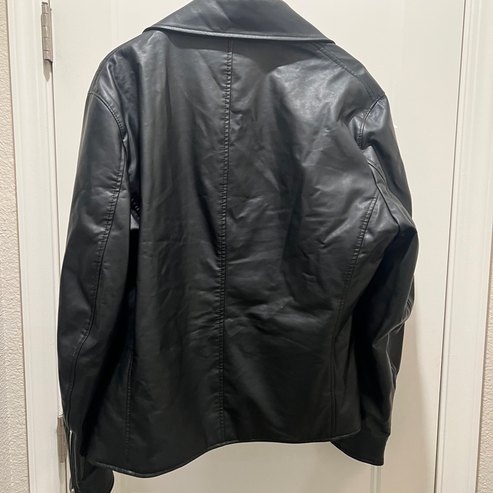 UNIQLO Faux Leather Biker Jacket – Black, Size Medium - Picture 6 of 9